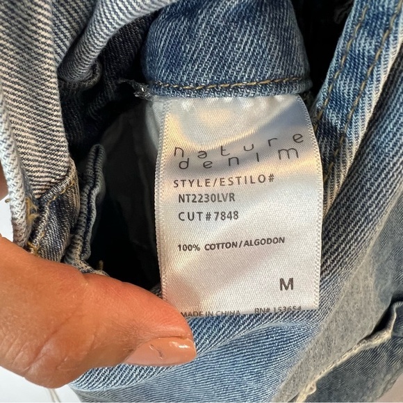 Nature Denim Veronica Overalls 100% cotton ripped Jean short overalls size:M - Picture 16 of 17